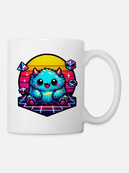 Neon-Puschelmonster - Tasse - Weiß