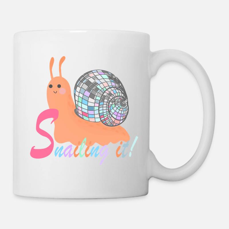 Escargot ! – Escargot coloré avec boule disco - Mug blanc - blanc
