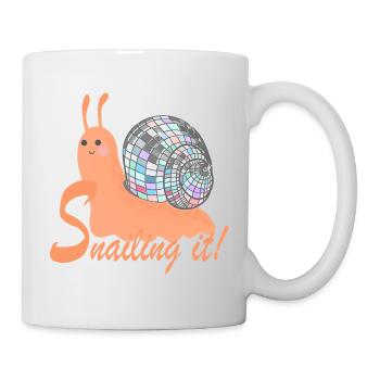 Snailing It! – Colorful Snail with Disco Ball - Mug - white - Right