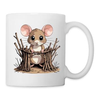 Wood mouse in a network of branches - Mug - white - Right