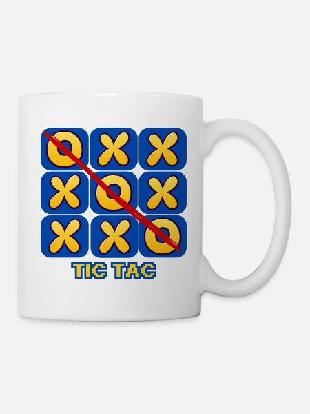 Retro-Tic-Tac-Toe-Spielabend-Grafik - Tasse - Weiß