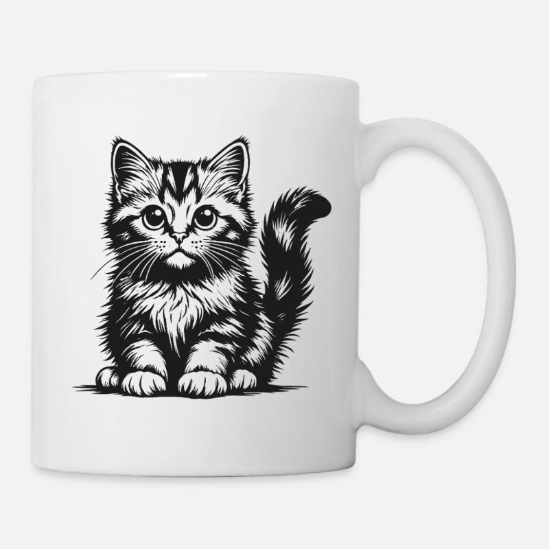 Schwarze Katzen Silhouette - Tasse - Weiß