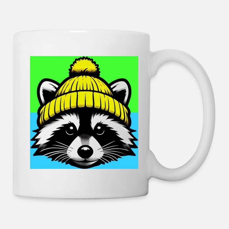 Waschbär mit Wollmütze - Tasse - Weiß