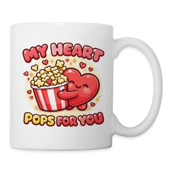 Süße Popcorn Herzen Valentinstag - Tasse - Weiß - Rechts