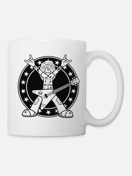 Heavy-Metal-Cartoon-Gitarrist - Tasse - Weiß
