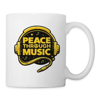 Logo de la paix à travers la musique avec des écouteurs - Mug blanc - blanc - Droite