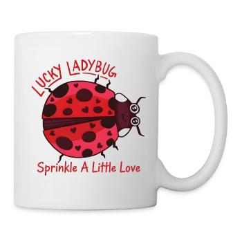 Lucky Ladybug: Cute Ladybug with Hearts - Mug - white - Right