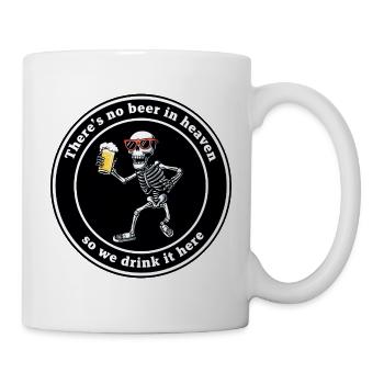 Skelett mit Bier Prost - Tasse - Weiß - Rechts