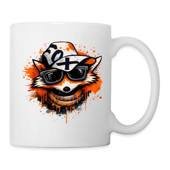 Cooler Fuchs mit Kappe und Sonnenbrille  - Tasse - Weiß - Rechts