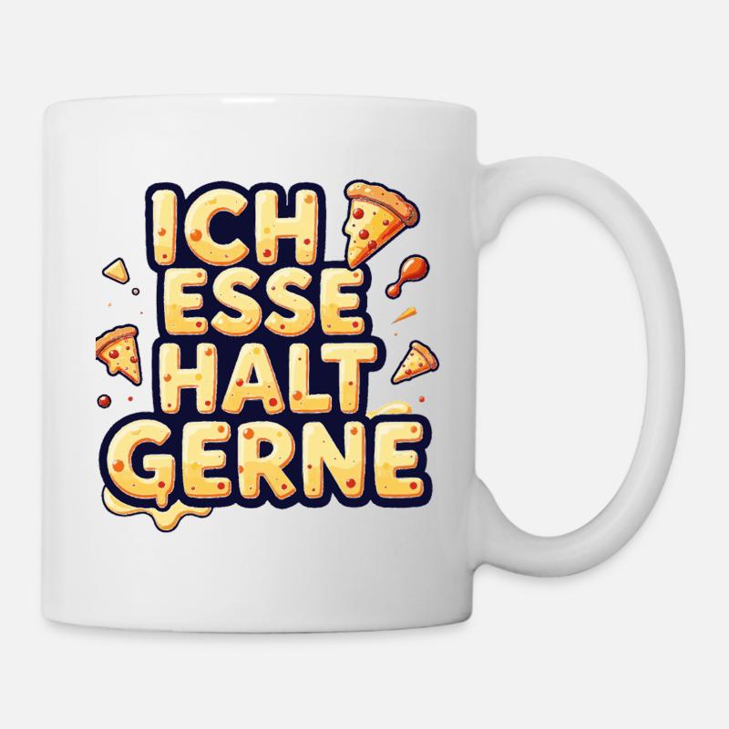 Ich esse halt gerne Pizza - Tasse - Weiß