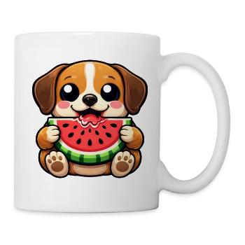 Dessin animé de petit beagle mignon Chibi Kawaii Melon - Mug blanc - blanc - Droite