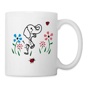 Elephant on a flower meadow - Mug - white - Right
