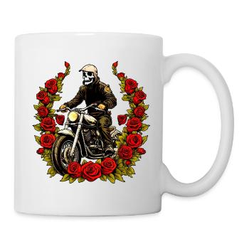 Roses squelette moto - Mug blanc - blanc - Droite