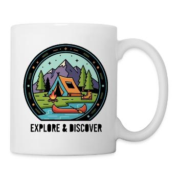 Camping am See Natur Wildnis Abenteuer Zelten Logo - Tasse - Weiß - Rechts