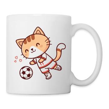 Bezaubernde Fußballer-Katze - Tasse - Weiß - Rechts