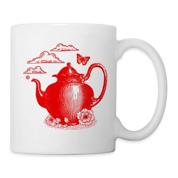 Rote Teekanne Vintage - Tasse - Weiß - Rechts
