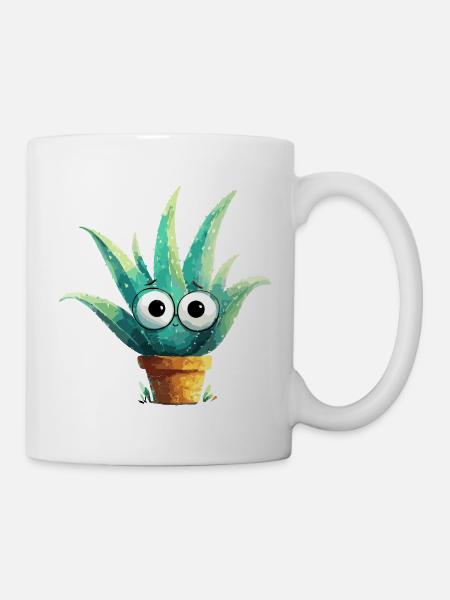 Fröhlicher Aloe mit Brille - Tasse - Weiß