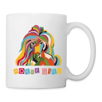 Horse Girl – Buntes Pferd Pop-Art Design - Tasse - Weiß - Rechts