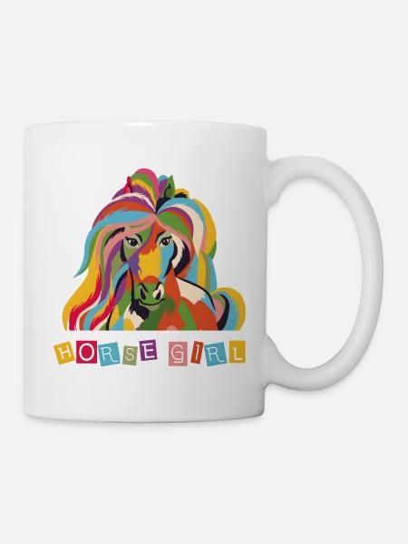Horse Girl – Colorful Horse Pop Art Design - Mug - white
