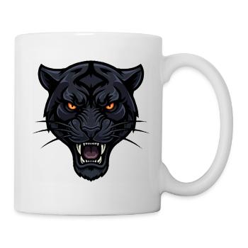 Nachtleopardenkopf mit feurigen Augen - Tasse - Weiß - Rechts
