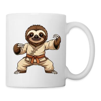 Cute Sloth Cartoon Martial Arts Kung Fu Self - Mug - white - Right