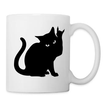 Schwarze Katze – Devil Horns Silhouette - Tasse - Weiß - Rechts