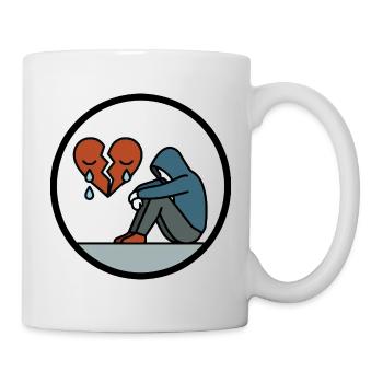 Zerbrochenes Herz und Einsamkeit Herzschmerz Motiv - Tasse - Weiß - Rechts
