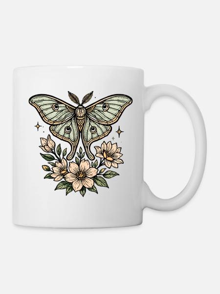 Moth with flower bouquet - Mug - white