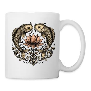 Koi et Lotus : Ornement élégant - Mug blanc - blanc - Droite