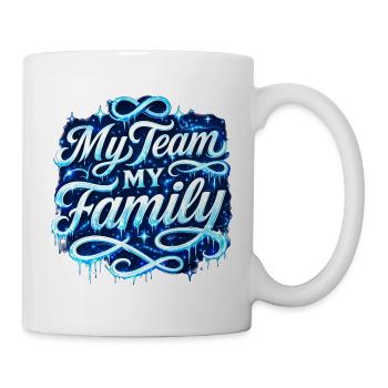 Mon équipe, ma famille Script néon - Mug blanc - blanc - Droite