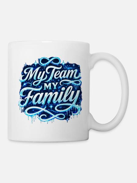 My Team My Family Neon Script - Tasse - Weiß