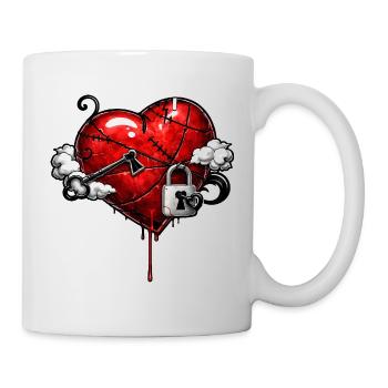 Cœur marqué avec serrure - Mug blanc - blanc - Droite