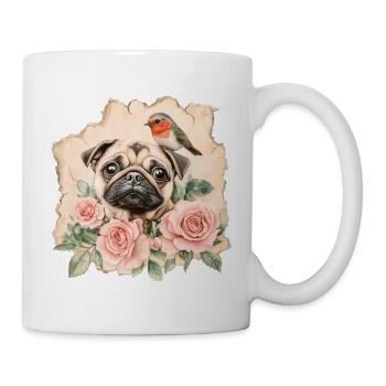 Pug and robin - Mug - white - Right