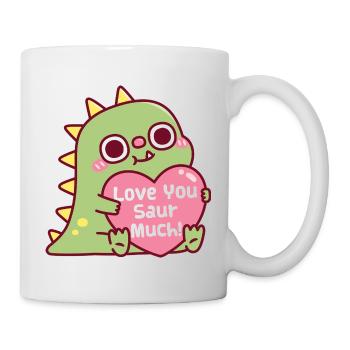 Süße Dinosaurier-Umarmungen Herz Liebe dich Saur Viel Wortspiel - Tasse - Weiß - Rechts