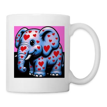 Elefant mit Herz und Herzen - Tasse - Weiß - Rechts