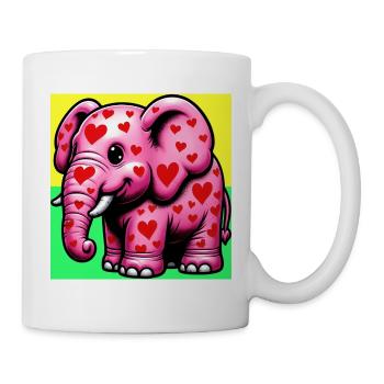 Elefant mit Herz und Herzen - Tasse - Weiß - Rechts