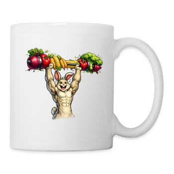 Un lapin musclé et une barre végétale - Mug blanc - blanc - Droite