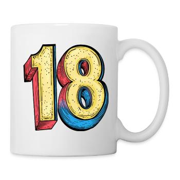 18 Zahl Bunt - Tasse - Weiß - Rechts