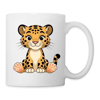 Leopard Kitten Cartoon Print - Mug - white - Right