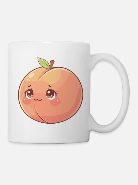 Kuschelpfirsich Kawaii - Tasse - Weiß