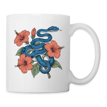 Azure Serpent Amid Hibiscus - Mug - white - Right