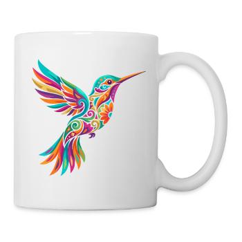Buntes Kolibri Mosaik Vogel Tribal Kunst Muster - Tasse - Weiß - Rechts