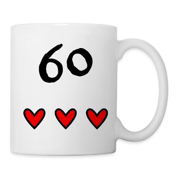 60. 60 JAHRE. 60-JÄHRIGES JUBILÄUM. 60. GEBURTSTAG. - Tasse - Weiß - Rechts