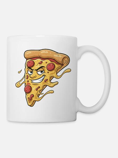 Pizza-Slice mit frechem Grinsen - Tasse - Weiß