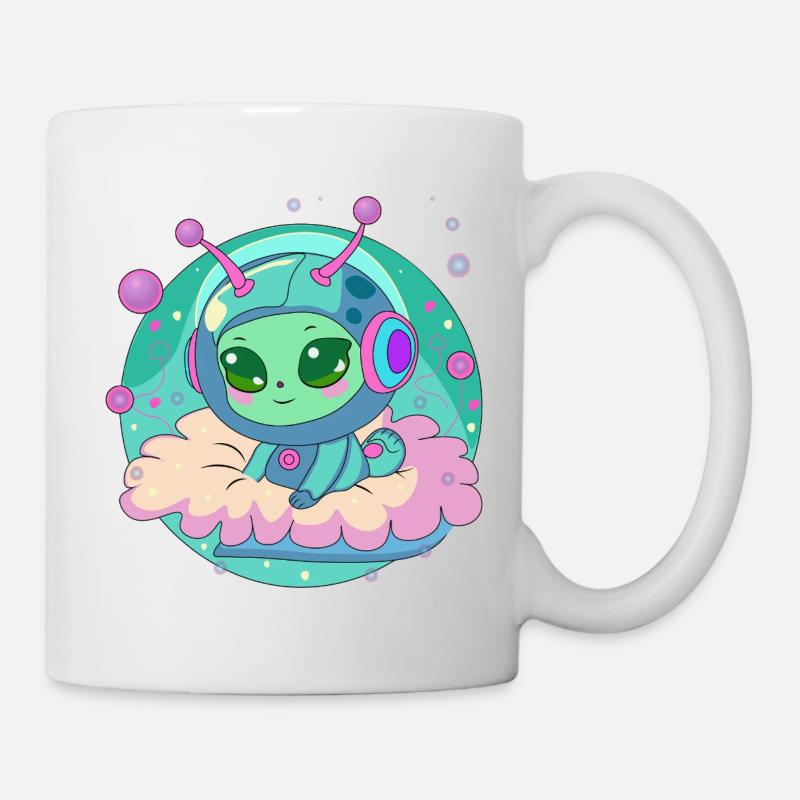 Astronaute pastel Alien sur un nuage - Mug blanc - blanc