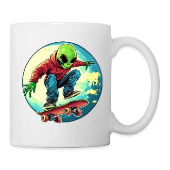 Skater Alien / Skateboarder - Mug - white - Right