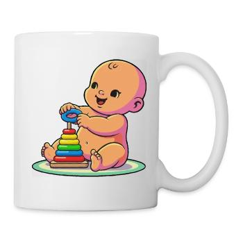 Bébé avec des anneaux d’empilement arc-en-ciel - Mug blanc - blanc - Droite