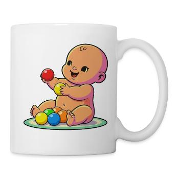 Cheerful Baby with Colorful Balls - Mug - white - Right