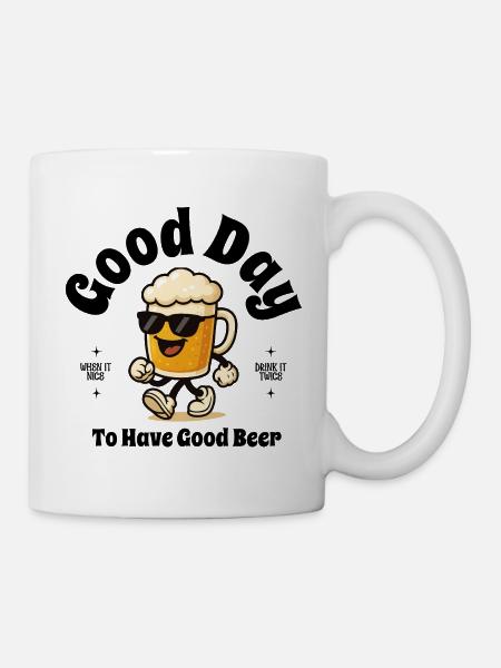 Bierheld im Sprint mit Sonnenbrille - Tasse - Weiß