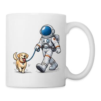 Astronaut walking his dog - Mug - white - Right